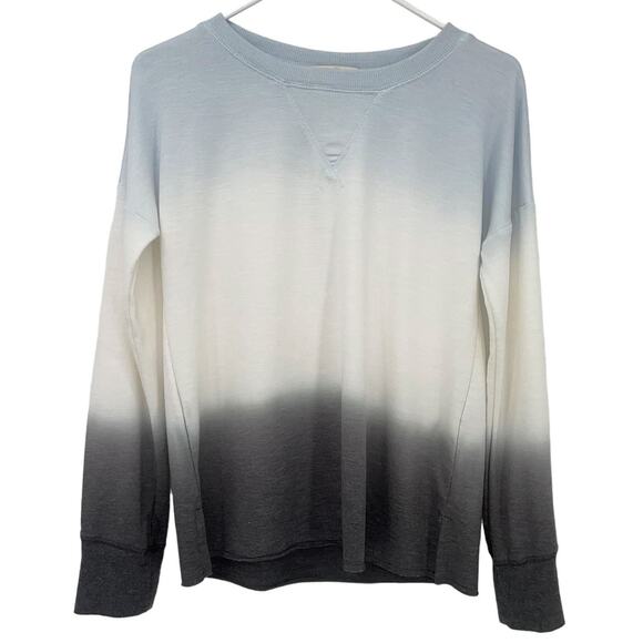 Knox Rose Ombre Long Sleeve Crew Neck Sweatshirt Blue/White/Grey XS Cozy Soft - Picture 1 of 11